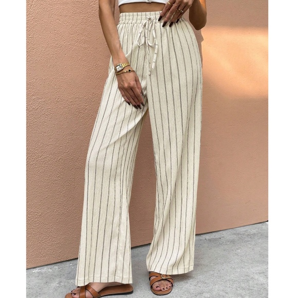 Striped Stretchy High Waisted Wide leg Trouser Pants - Picture 7 of 7